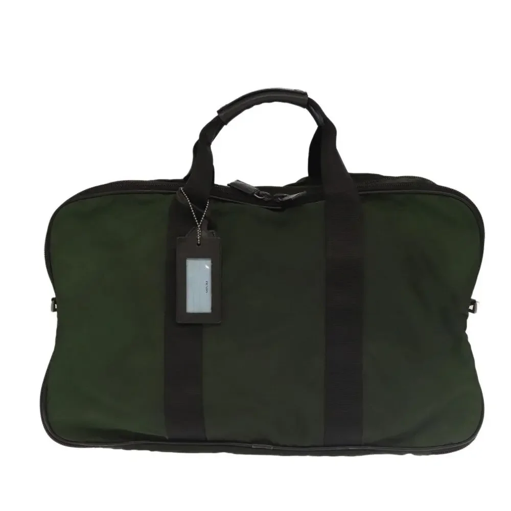 PRADA Boston Bag Nylon Khaki Silver